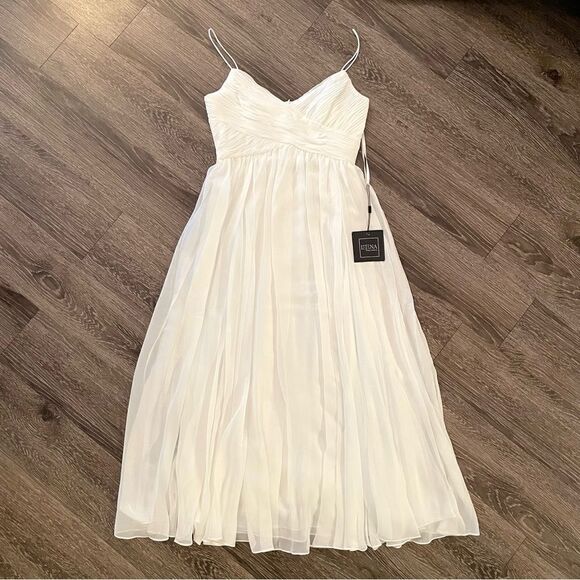 Ieena by max Duggal faux wrap sleeveless flowy midi dress - Picture 1 of 6
